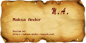 Maksa Andor névjegykártya